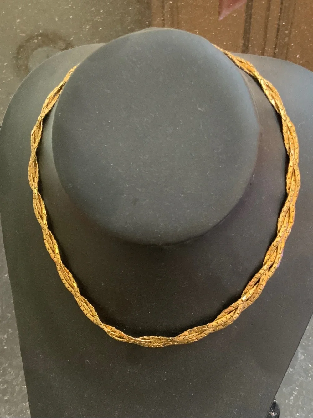 Vintage Napier Gold-Tone Braided triple Strand Necklace